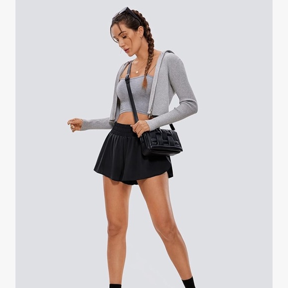 CRZ YOGA 2 in 1 Flowy Running Shorts- Black - Picture 4 of 6